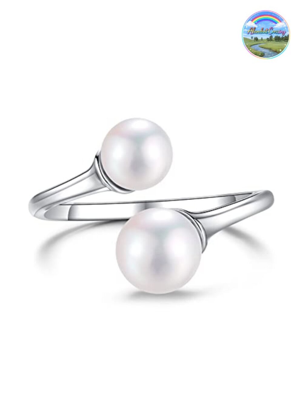 Sterling Silver Pearl Ring Adjustable Open Stackable Women's Fine Jewelry